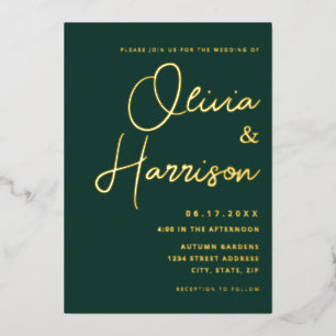 Emerald Green Minimalist Script Modern Wedding