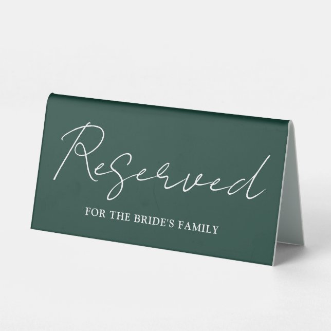 Emerald Green Minimalist Script Reserved (Back)