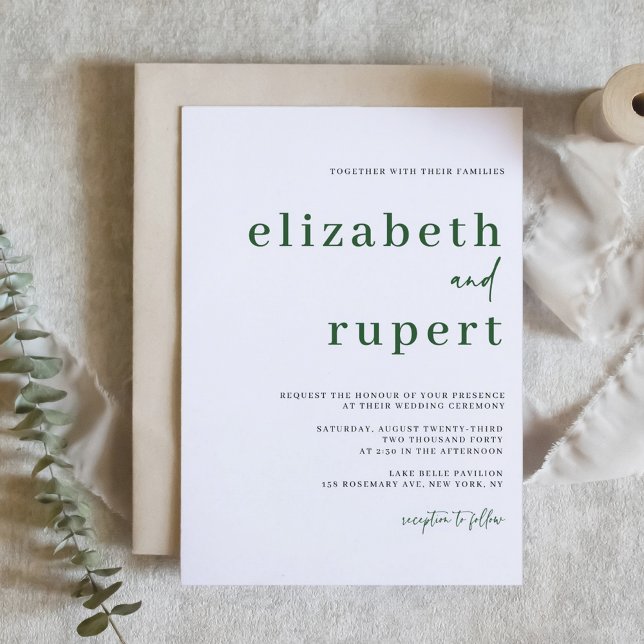 Emerald Green Minimalist Serif Typography Wedding Invitation (Emerald Green Minimalist Serif Typography Wedding Invitation)