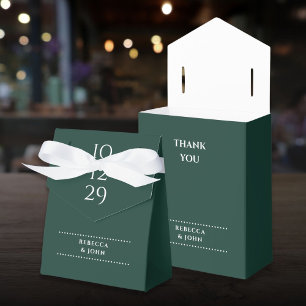 Emerald Green Minimalist Special Date Wedding Favour Box