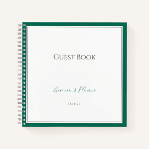 Emerald Green Minimalist Wedding Guest Book Simple