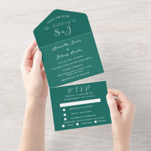 Emerald Green Minimalist Wedding Invitation 