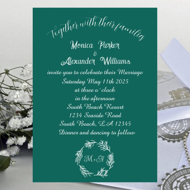 Emerald Green Minimalist Wedding Invitation (Creator Uploaded)