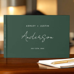 Emerald Green Minimalist Wedding Personalised Guest Book
