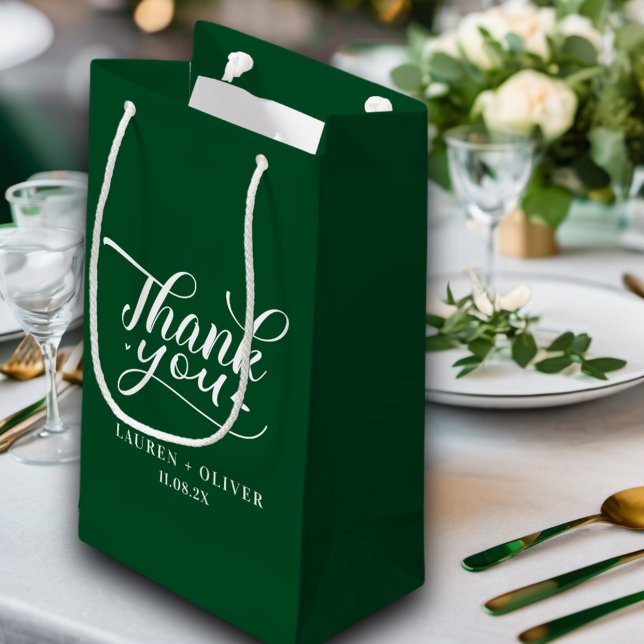 Emerald Green | Minimalist Wedding Thank You Small Gift Bag (Creator Uploaded)
