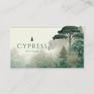 Emerald Green Misty Forest Serene Landscape Business Card