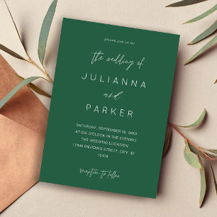 Emerald Green MOD Calligraphy Wedding Invitation