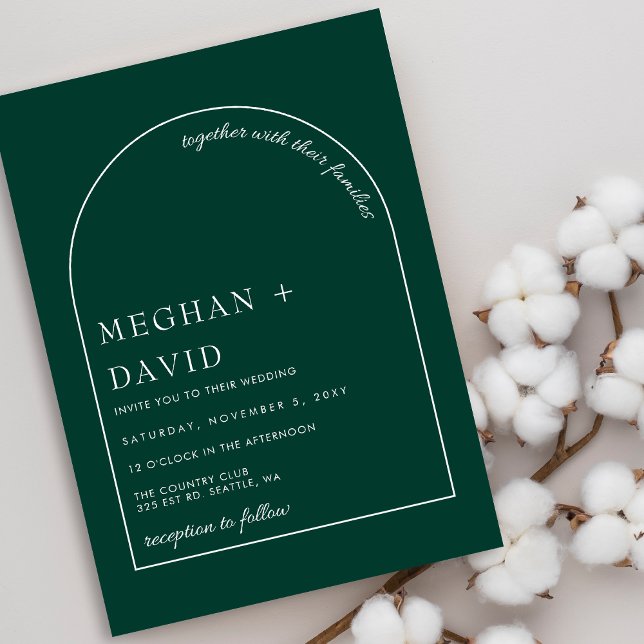 Emerald Green Modern Arch Wedding  Invitation (Creator Uploaded)