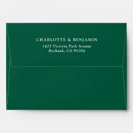 Emerald Green Modern Custom Wedding 5.25x7.25 Envelope