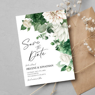 Emerald Green Modern Floral Elegant Wedding  Save The Date