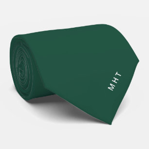 Emerald Green Modern Initials Minimalist Monogram Tie