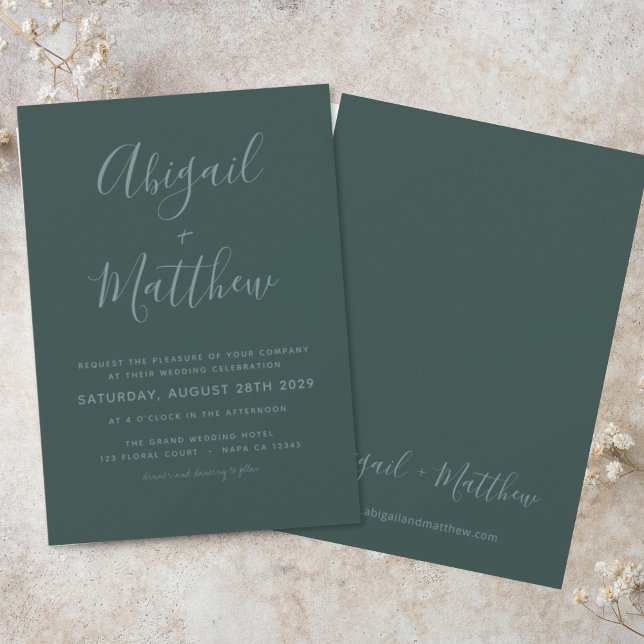 Emerald Green Modern Minimalist Boho Wedding Invitation (Creator Uploaded)