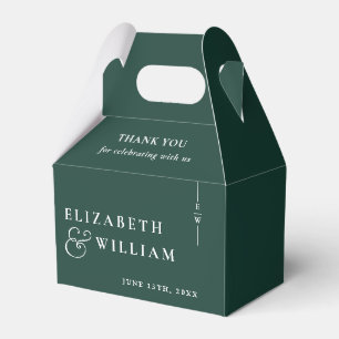 Emerald Green Modern Monogram Wedding Thank You Favour Box