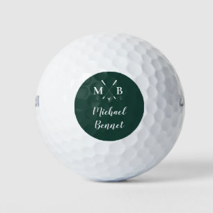 Emerald green modern monogrammed golf wedding balls