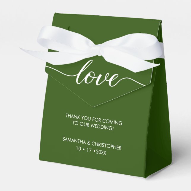 Emerald Green Modern Simple Love Wedding ScrIpt  Favour Box (Front Side)