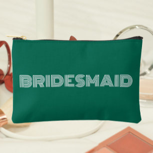Emerald Green Modern Typography Bridesmaid Accessory Pouch