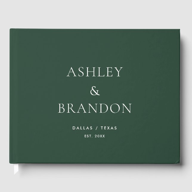 Emerald Green Modern Wedding Custom Guest Book (Front)
