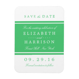 Emerald Green Modern Wedding Save The Date Magnet