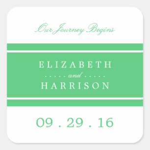 Emerald Green Modern Wedding Square Sticker