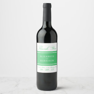 Emerald Green Modern Wedding Wine Label