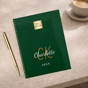 Emerald green monogram business logo 2026 planner