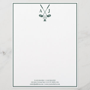 Emerald Green Monogram Golf Custom Letterhead