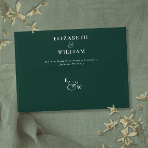 Emerald Green Monogram Return Address Envelope