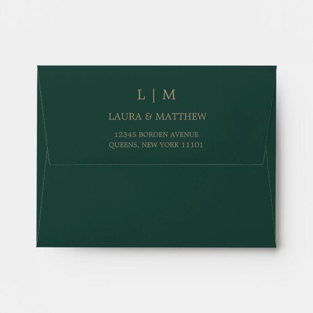 Emerald Green Monogram Wedding Invitation Envelope (Back (Top Flap))