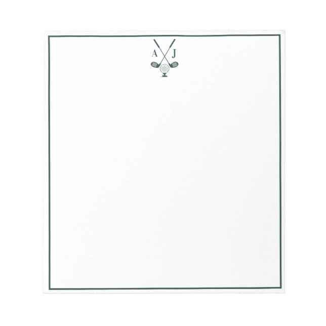 Emerald Green Monogrammed Golf Notepad (Front)