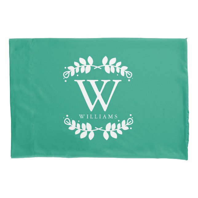 Emerald Green Monogrammed Pillowcase (Front)