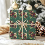 Emerald green Moody Floral Burgundy Wedding  Wrapping Paper<br><div class="desc">#zazzlemade</div>