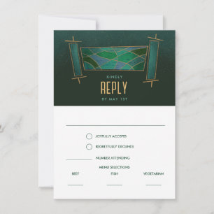 Emerald Green Mosaic Torah Scroll Response Card