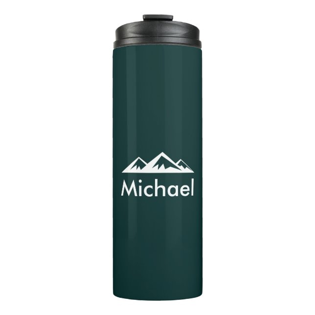 Emerald Green Mountain Personalised Custom Thermal Tumbler (Front)