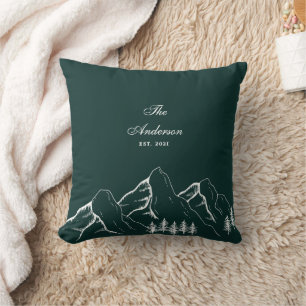Emerald Green Mountain Pine Tree Family Cushion
