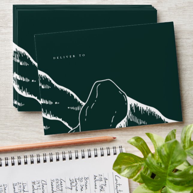 Emerald Green Mountains Pine Tree Outdoor Envelope (Stacked)