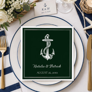 Emerald Green Nautical Anchor Wedding Napkin