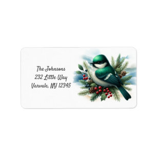 Emerald Green Nesting Bird Holiday New Address Label