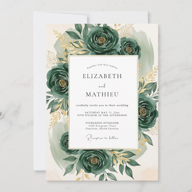 Emerald Green Noble Nature Wedding Invitation (Front)