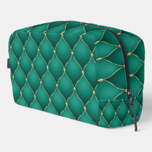 Emerald Green Ogee Gold Diamonds Dopp Kit