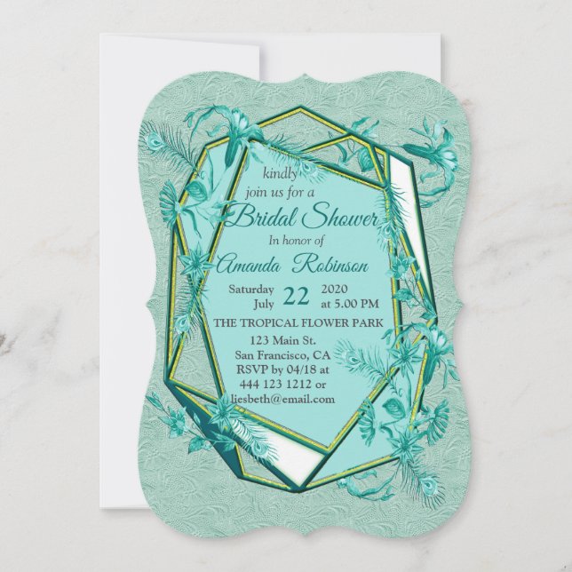 Emerald green on a sculpture texture backing invitation (Front)