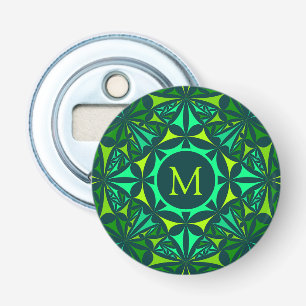 Emerald Green Ornate Kaleidoscope Monogram Bottle Opener