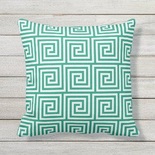 Emerald Green Outdoor Pillows Greek Key