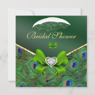Emerald Green Peacock Bridal Shower Invite
