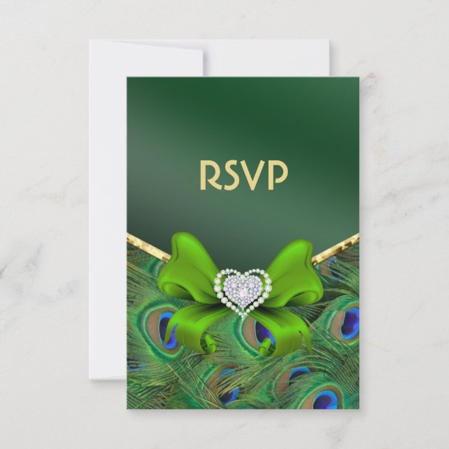 Emerald Green Peacock RSVP (Front)
