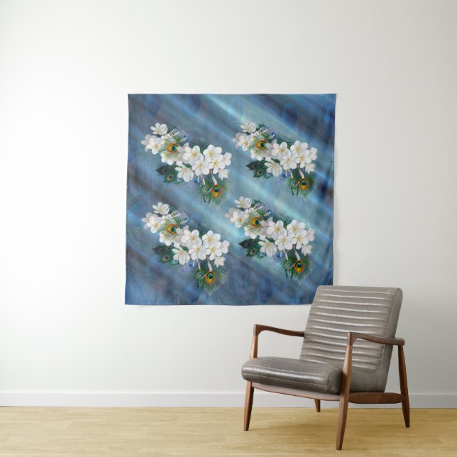 Emerald Green Peacock Silk bouquets Tapestry (In Situ (Horizontal))