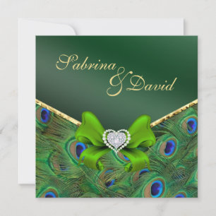 Emerald Green Peacock Wedding Invitation