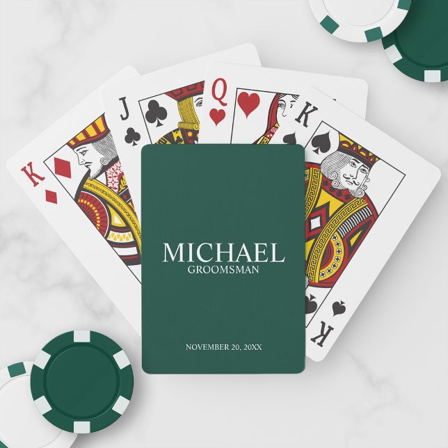 Emerald Green Personalised Groomsmen Playing Cards (Creator Uploaded)
