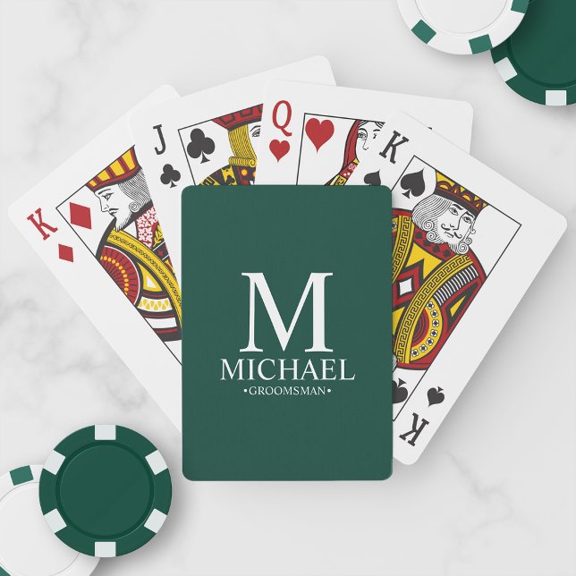Emerald Green Personalised Groomsmen Playing Cards (Creator Uploaded)