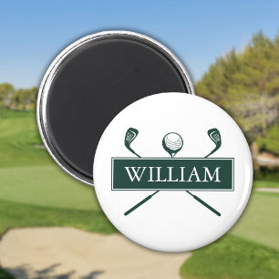 Emerald Green Personalised Name Golf Ball Clubs Magnet