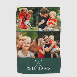 Emerald Green Personalised Name Photo Collage Golf Towel